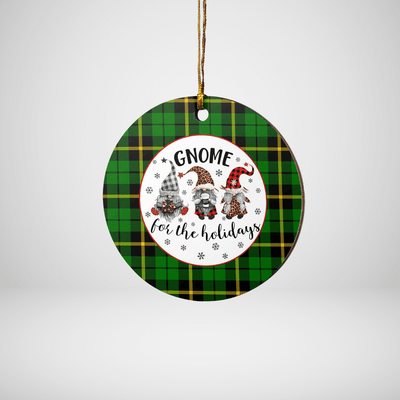 Clan Wallace Hunting Green Tartan Tartan Crest Gnome Round Ceramic Ornament