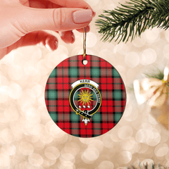 Clan Kerr Ancient Tartan Crest Round Ceramic Ornament YR94 Kerr Ancient Tartan Tartan Christmas
