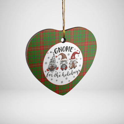Clan Fulton Tartan Tartan Crest Gnome Heart Ceramic Ornament