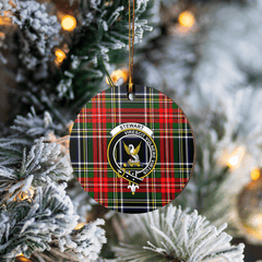 Clan Stewart Black Tartan Crest Round Ceramic Ornament YA31 Stewart Black Tartan Tartan Christmas