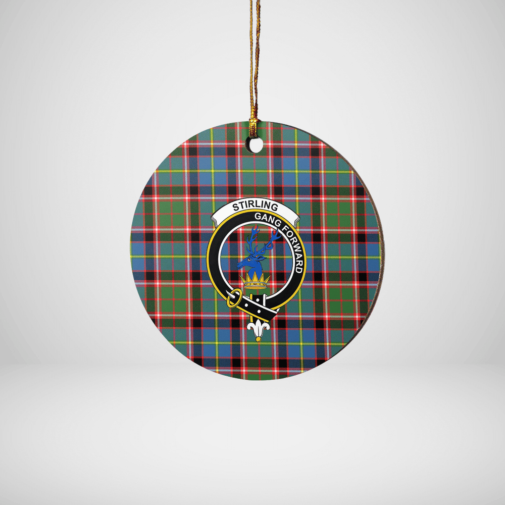 Clan Stirling (of Cadder-Present Chief) Tartan Crest Round Ceramic Ornament WP33 Stirling (of Cadder-Present Chief) Tartan Tartan Christmas