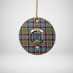 Clan Stirling (of Cadder-Present Chief) Tartan Crest Round Ceramic Ornament WP33 Stirling (of Cadder-Present Chief) Tartan Tartan Christmas
