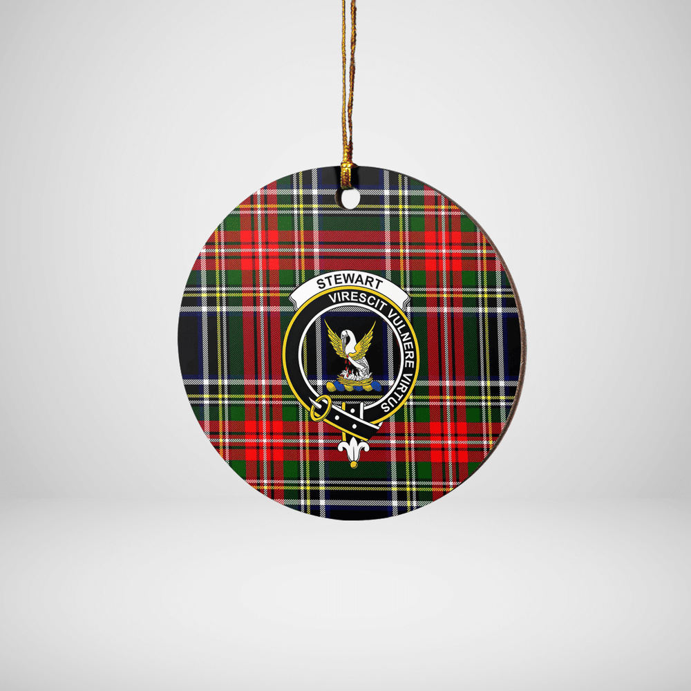 Clan Stewart Black Tartan Crest Round Ceramic Ornament YA31 Stewart Black Tartan Tartan Christmas