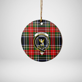 Clan Stewart Black Tartan Crest Round Ceramic Ornament YA31 Stewart Black Tartan Tartan Christmas