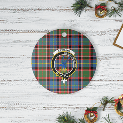 Clan Stirling (of Cadder-Present Chief) Tartan Crest Round Ceramic Ornament WP33 Stirling (of Cadder-Present Chief) Tartan Tartan Christmas