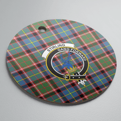 Clan Stirling (of Cadder-Present Chief) Tartan Crest Round Ceramic Ornament WP33 Stirling (of Cadder-Present Chief) Tartan Tartan Christmas