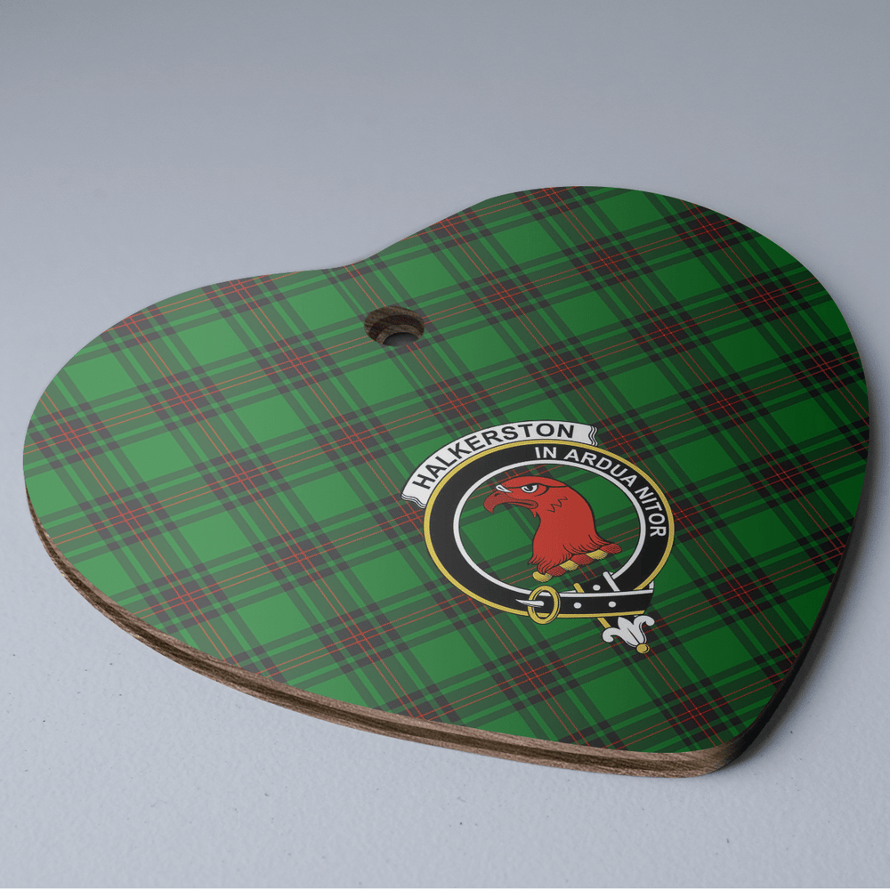 Clan Halkerston Tartan Crest Heart Ceramic Ornament QN80 Halkerston Tartan Tartan Christmas