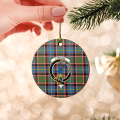 Clan Stirling (of Cadder-Present Chief) Tartan Crest Round Ceramic Ornament WP33 Stirling (of Cadder-Present Chief) Tartan Tartan Christmas