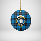 Clan Ramsay Blue Ancient Tartan Crest Round Ceramic Ornament SK93 Ramsay Blue Ancient Tartan Tartan Christmas