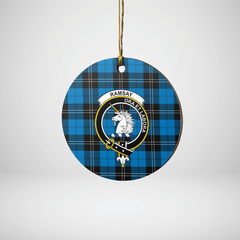 Clan Ramsay Blue Ancient Tartan Crest Round Ceramic Ornament SK93 Ramsay Blue Ancient Tartan Tartan Christmas