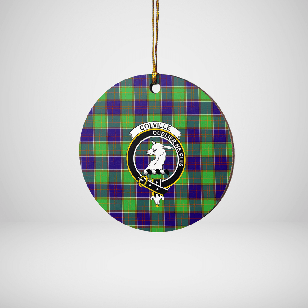 Clan Colville Tartan Crest Round Ceramic Ornament AA55 Colville Tartan Tartan Christmas