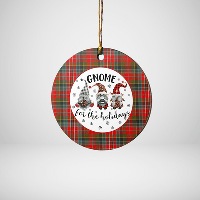 Clan MacPherson Weathered Tartan Tartan Crest Gnome Round Ceramic Ornament