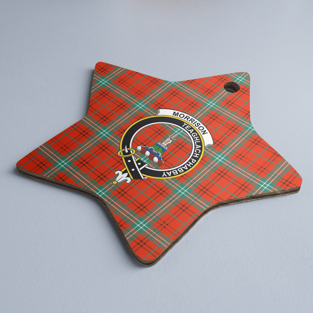 Clan Morrison Red Ancient Tartan Crest Star Ceramic Ornament EG66 Morrison Red Ancient Tartan Tartan Christmas