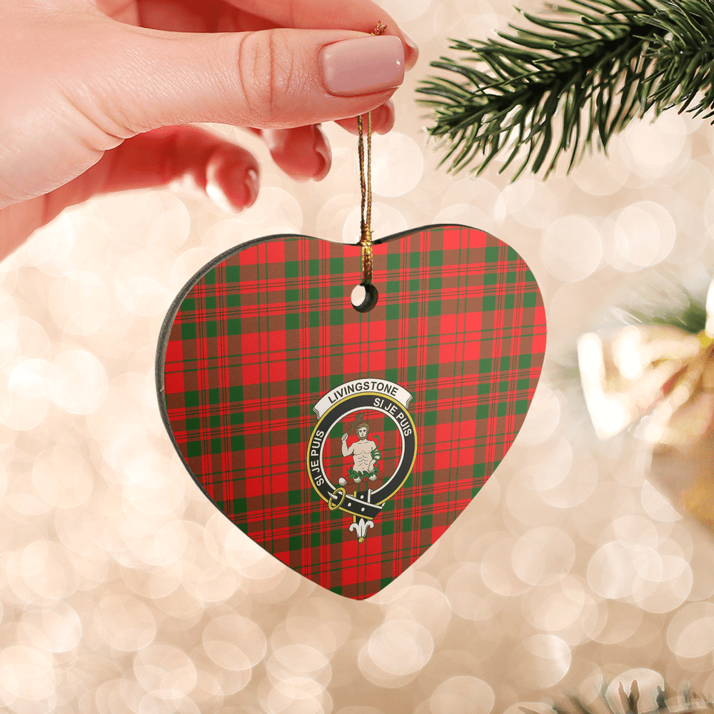 Clan Livingstone Modern Tartan Crest Heart Ceramic Ornament BK64 Livingstone Modern Tartan Tartan Christmas