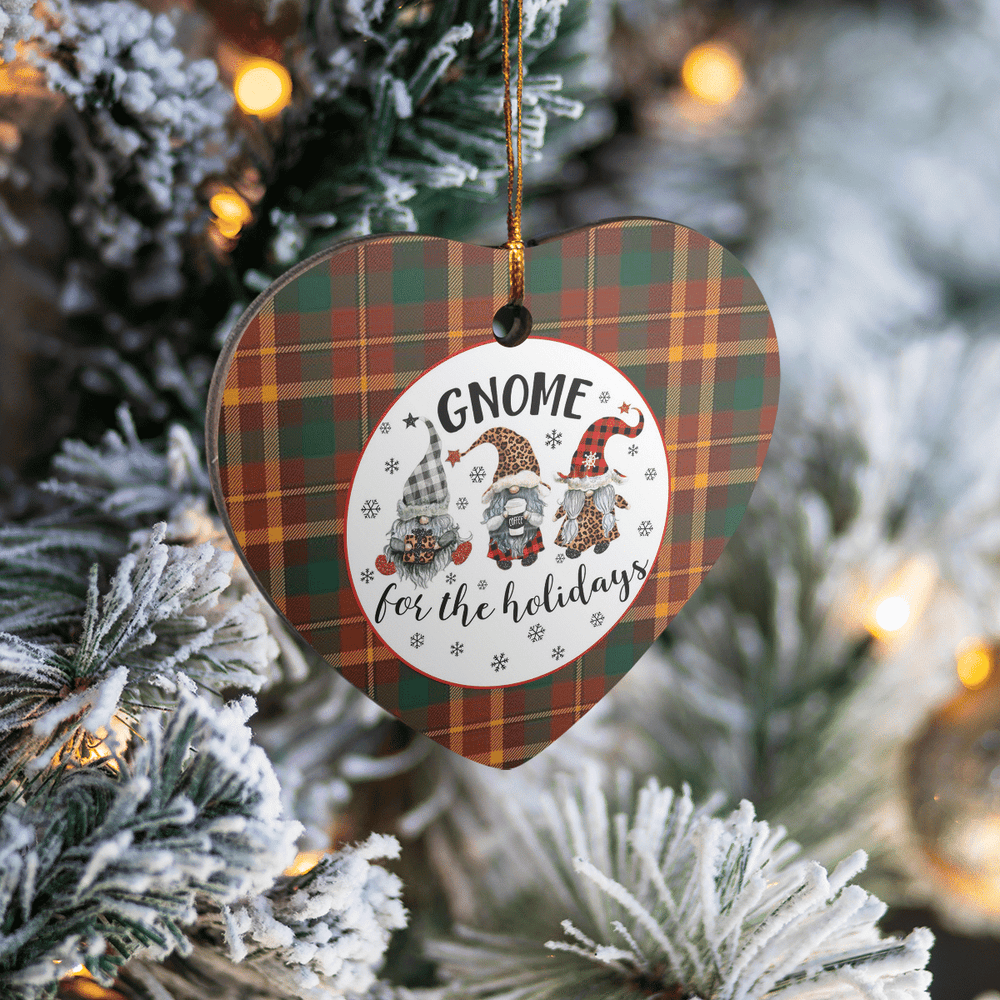 Clan McNally Tartan Tartan Crest Gnome Heart Ceramic Ornament DK44 McNally Tartan Tartan Christmas