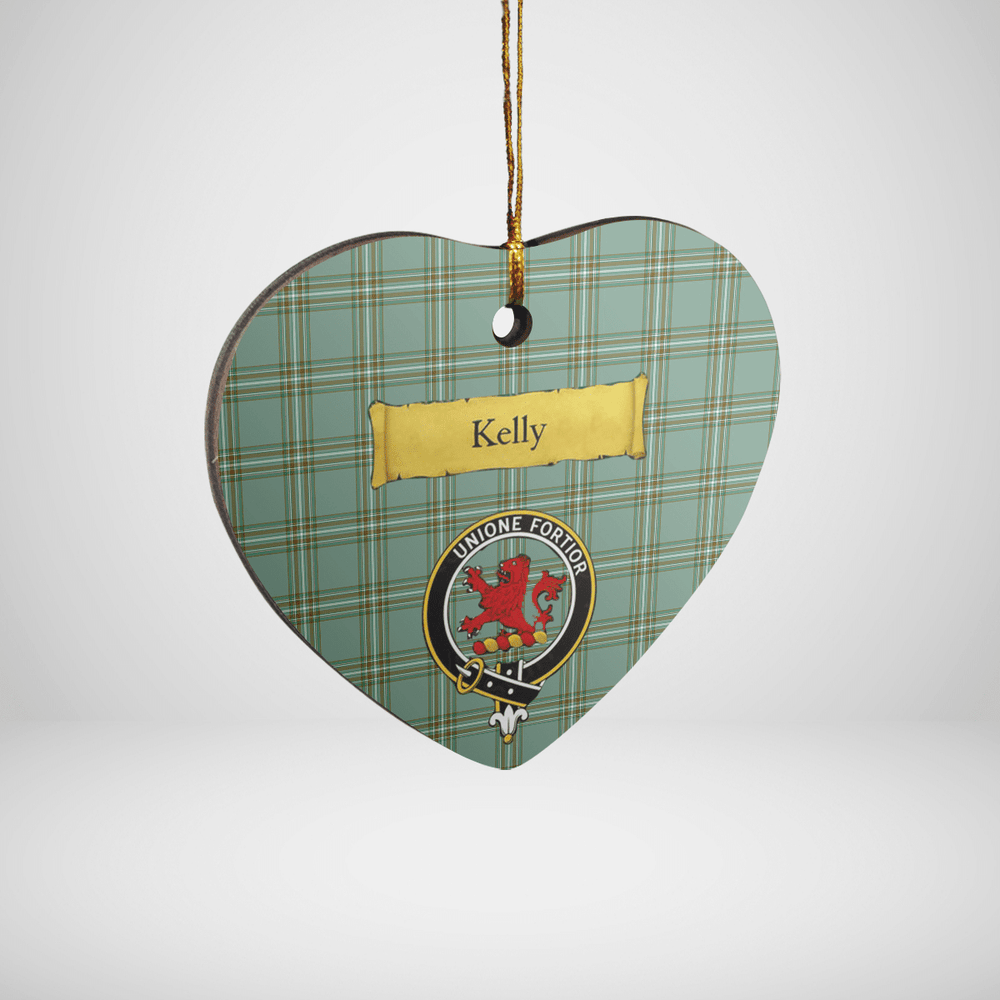 Clan Kelly Dress Tartan Crest Heart Ceramic Ornament IX37 Kelly Dress Tartan Tartan Christmas