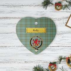 Clan Kelly Dress Tartan Crest Heart Ceramic Ornament IX37 Kelly Dress Tartan Tartan Christmas