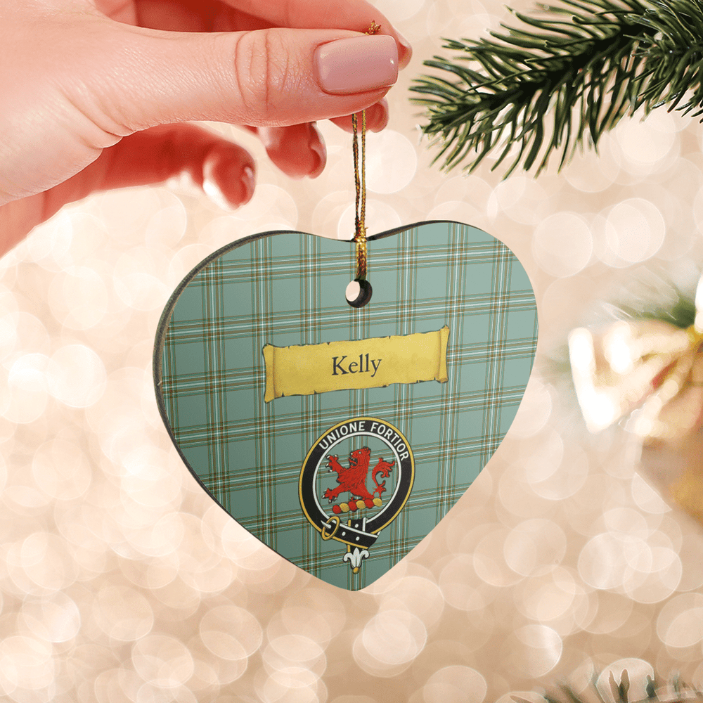 Clan Kelly Dress Tartan Crest Heart Ceramic Ornament IX37 Kelly Dress Tartan Tartan Christmas