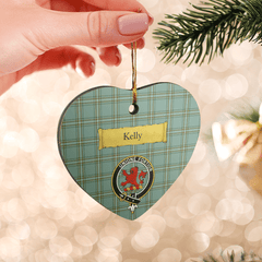 Clan Kelly Dress Tartan Crest Heart Ceramic Ornament IX37 Kelly Dress Tartan Tartan Christmas