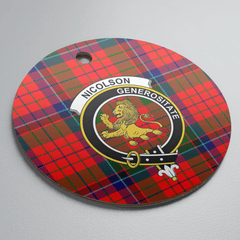 Clan Nicolson Modern Tartan Crest Round Ceramic Ornament YU83 Nicolson Modern Tartan Tartan Christmas