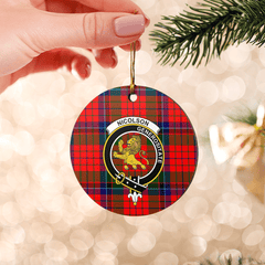 Clan Nicolson Modern Tartan Crest Round Ceramic Ornament YU83 Nicolson Modern Tartan Tartan Christmas