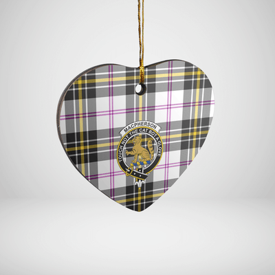 Clan MacPherson Dress Modern Tartan Crest Heart Ceramic Ornament