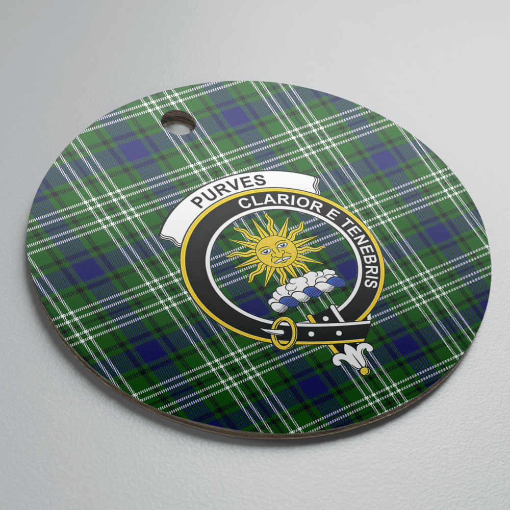 Clan Purves (Tweedside) Tartan Crest Round Ceramic Ornament WV31 Purves (Tweedside) Tartan Tartan Christmas