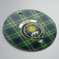 Clan Purves (Tweedside) Tartan Crest Round Ceramic Ornament WV31 Purves (Tweedside) Tartan Tartan Christmas