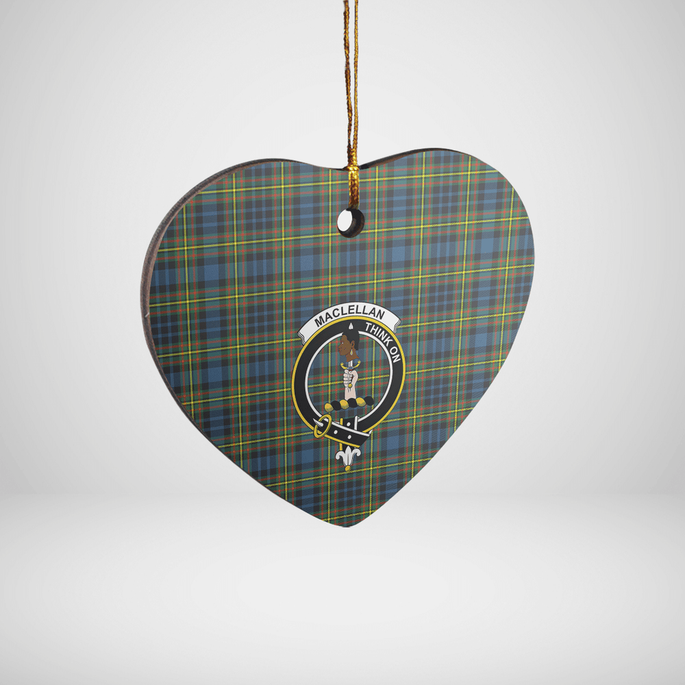 Clan MacLellan Ancient Tartan Crest Heart Ceramic Ornament ZZ73 MacLellan Ancient Tartan Tartan Christmas