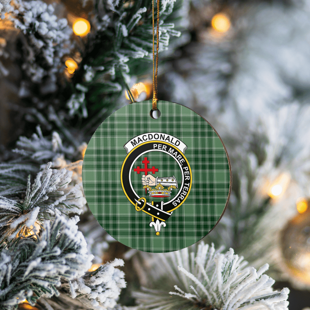 Clan MacDonald Lord of the Isles Hunting Tartan Crest Round Ceramic Ornament YE38 MacDonald Lord of the Isles Hunting Tartan Tartan Christmas
