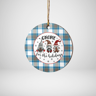 Clan Stewart Muted Blue Tartan Tartan Crest Gnome Round Ceramic Ornament