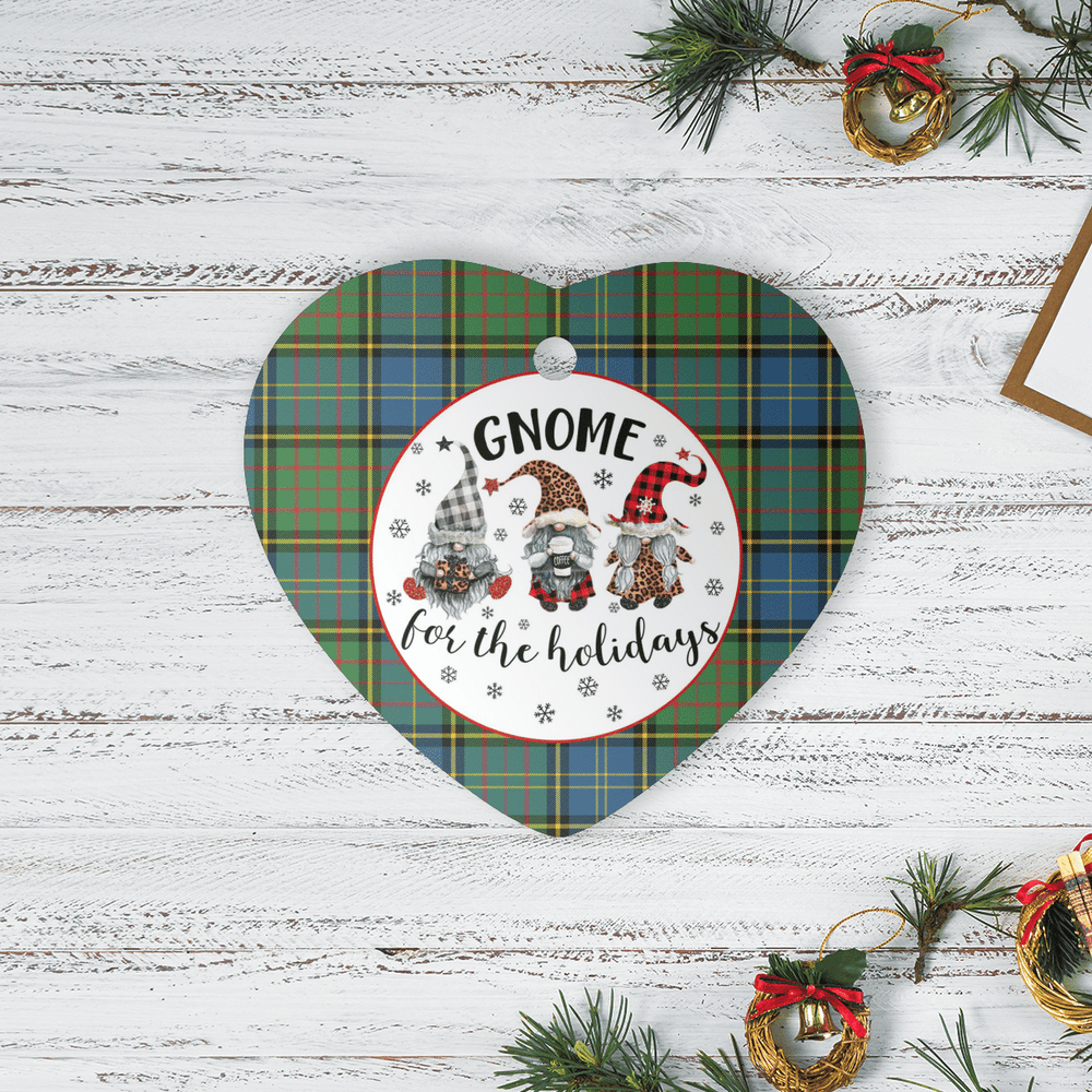 Clan MacMillan Hunting Ancient Tartan Tartan Crest Gnome Heart Ceramic Ornament FK28 MacMillan Hunting Ancient Tartan Tartan Christmas