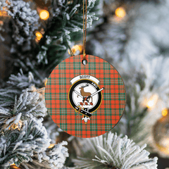 Clan Scott Ancient Tartan Crest Round Ceramic Ornament BA83 Scott Ancient Tartan Tartan Christmas