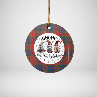 Clan Fraser Hunting Modern Tartan Tartan Crest Gnome Round Ceramic Ornament
