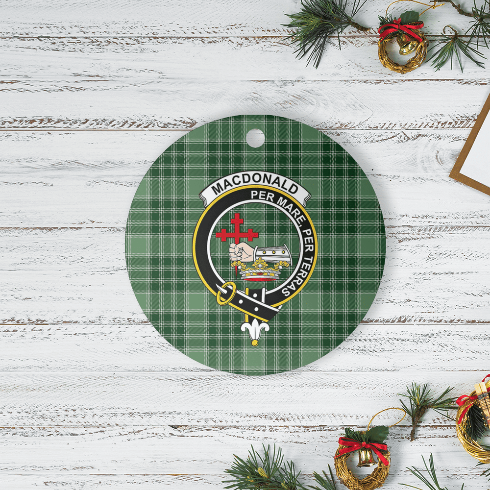 Clan MacDonald Lord of the Isles Hunting Tartan Crest Round Ceramic Ornament YE38 MacDonald Lord of the Isles Hunting Tartan Tartan Christmas
