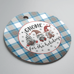 Clan Stewart Muted Blue Tartan Tartan Crest Gnome Round Ceramic Ornament WX46 Stewart Muted Blue Tartan Tartan Christmas