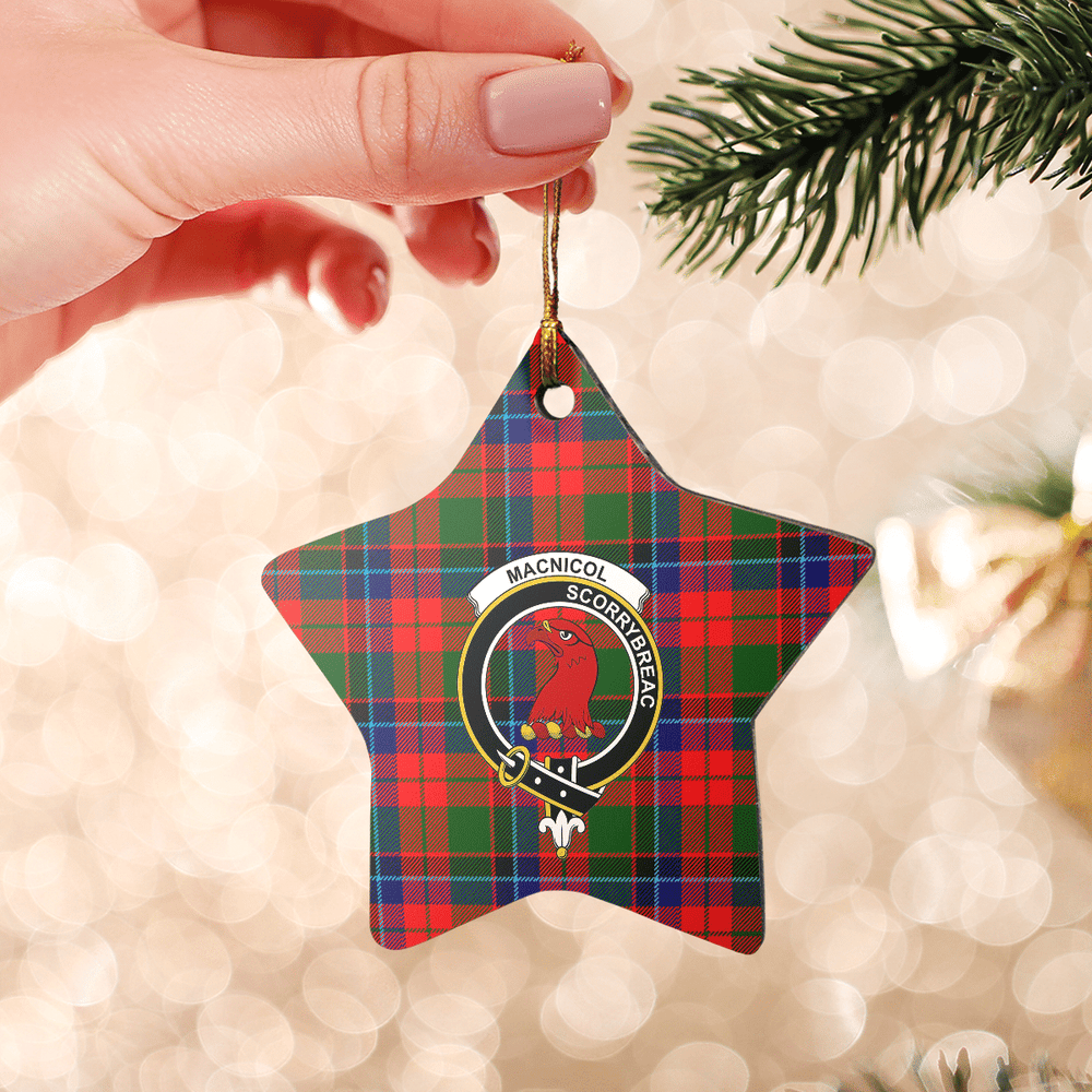 Clan Macnicol Tartan Crest Star Ceramic Ornament CC29 Macnicol Tartan Tartan Christmas