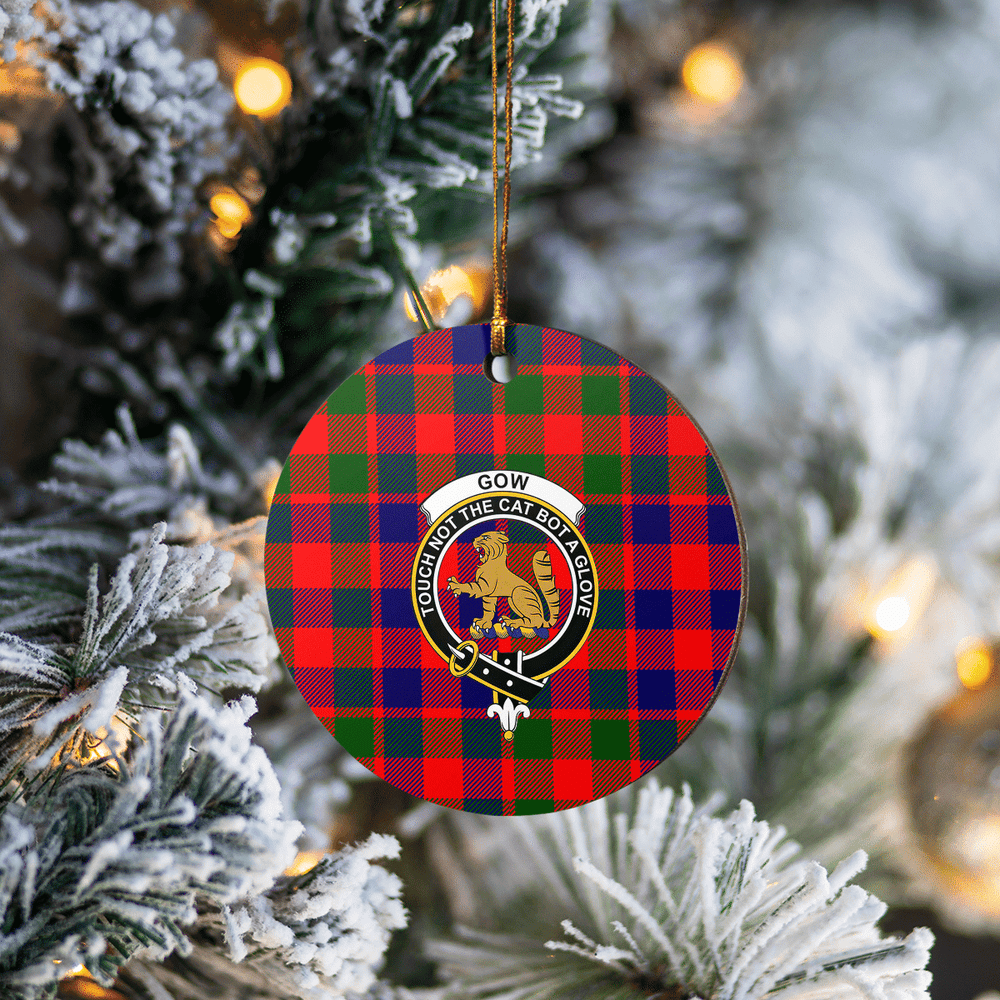 Clan Gow Modern Tartan Crest Round Ceramic Ornament HK73 Gow Modern Tartan Tartan Christmas