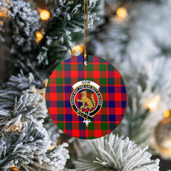 Clan Gow Modern Tartan Crest Round Ceramic Ornament HK73 Gow Modern Tartan Tartan Christmas