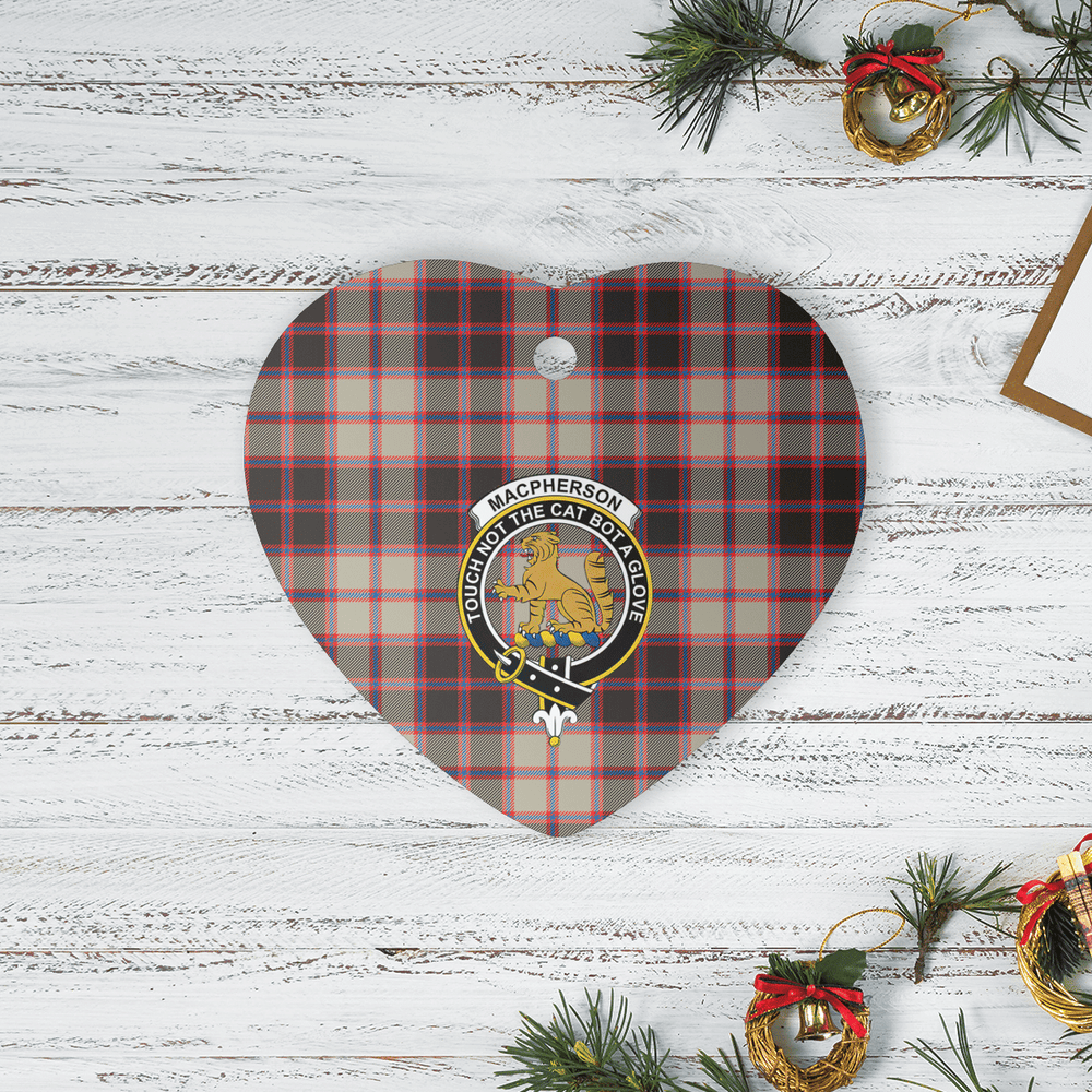 Clan MacPherson Hunting Ancient Tartan Crest Heart Ceramic Ornament LG75 MacPherson Hunting Ancient Tartan Tartan Christmas