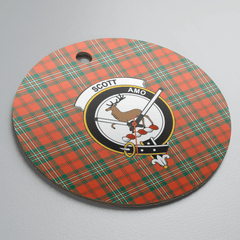 Clan Scott Ancient Tartan Crest Round Ceramic Ornament BA83 Scott Ancient Tartan Tartan Christmas