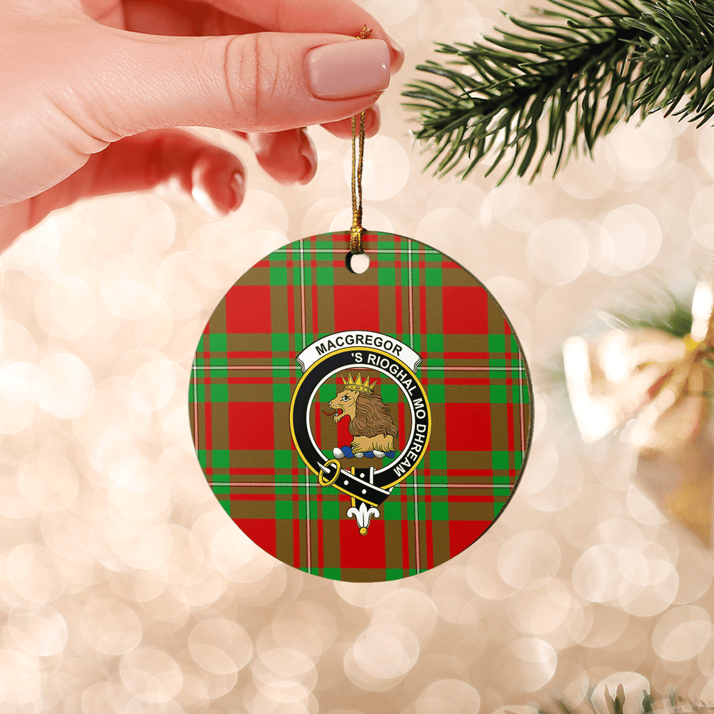 Clan MacGregor Modern Tartan Crest Round Ceramic Ornament LX69 MacGregor Modern Tartan Tartan Christmas