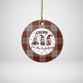 Clan Cunningham Burgundy Dancers Tartan Tartan Crest Gnome Round Ceramic Ornament RK37 Cunningham Burgundy Dancers Tartan Tartan Christmas
