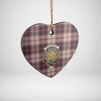 Clan MacPherson Hunting Ancient Tartan Crest Heart Ceramic Ornament