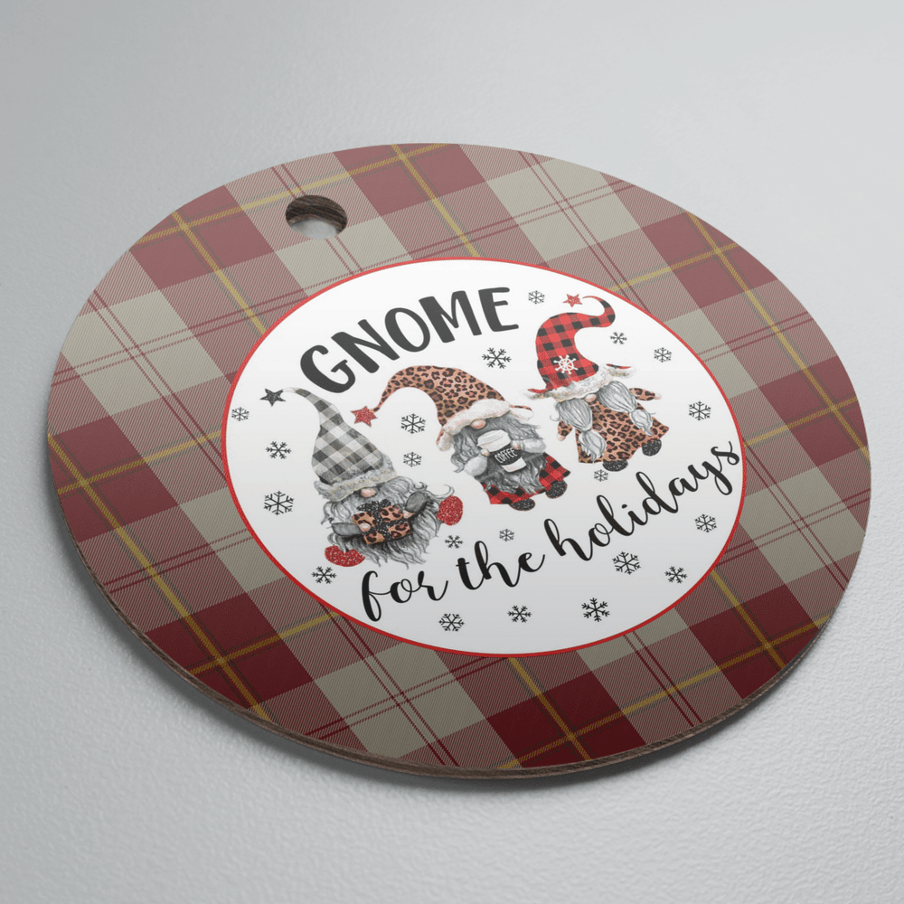 Clan Cunningham Burgundy Dancers Tartan Tartan Crest Gnome Round Ceramic Ornament RK37 Cunningham Burgundy Dancers Tartan Tartan Christmas