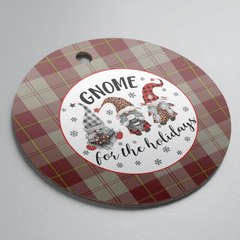 Clan Cunningham Burgundy Dancers Tartan Tartan Crest Gnome Round Ceramic Ornament RK37 Cunningham Burgundy Dancers Tartan Tartan Christmas