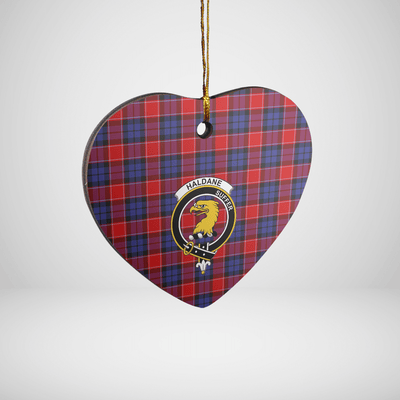 Clan Haldane 1 Tartan Crest Heart Ceramic Ornament