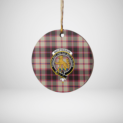 Clan MacPherson Hunting Ancient Tartan Crest Round Ceramic Ornament