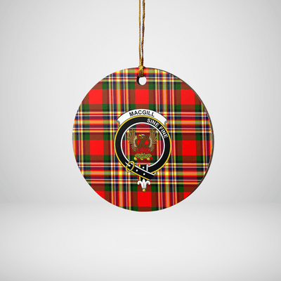 Clan MacGill Modern Tartan Crest Round Ceramic Ornament