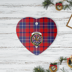 Clan Wishart Dress Tartan Crest Heart Ceramic Ornament IP64 Wishart Dress Tartan Tartan Christmas